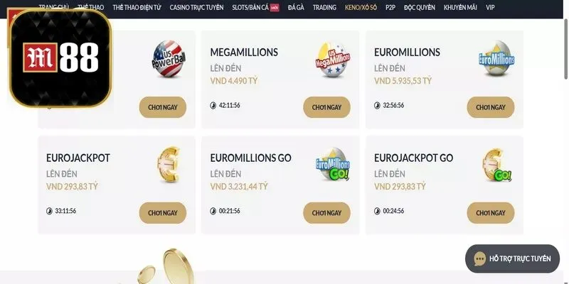 Xổ số M88 đã trở thành điểm đến quen thuộc của hàng nghìn dân chơi